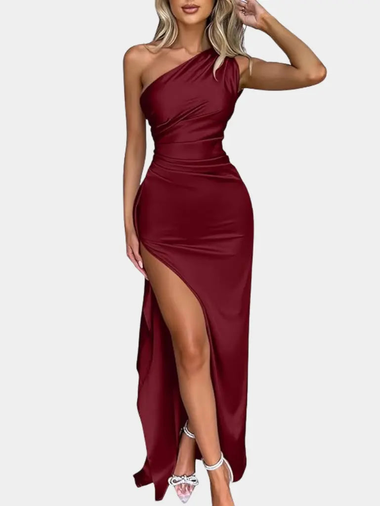 Adorella™ Satin High-Slit Maxi Dress