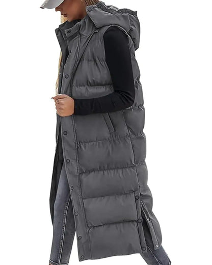 Adorella™ Long Puffer Vest with Hood