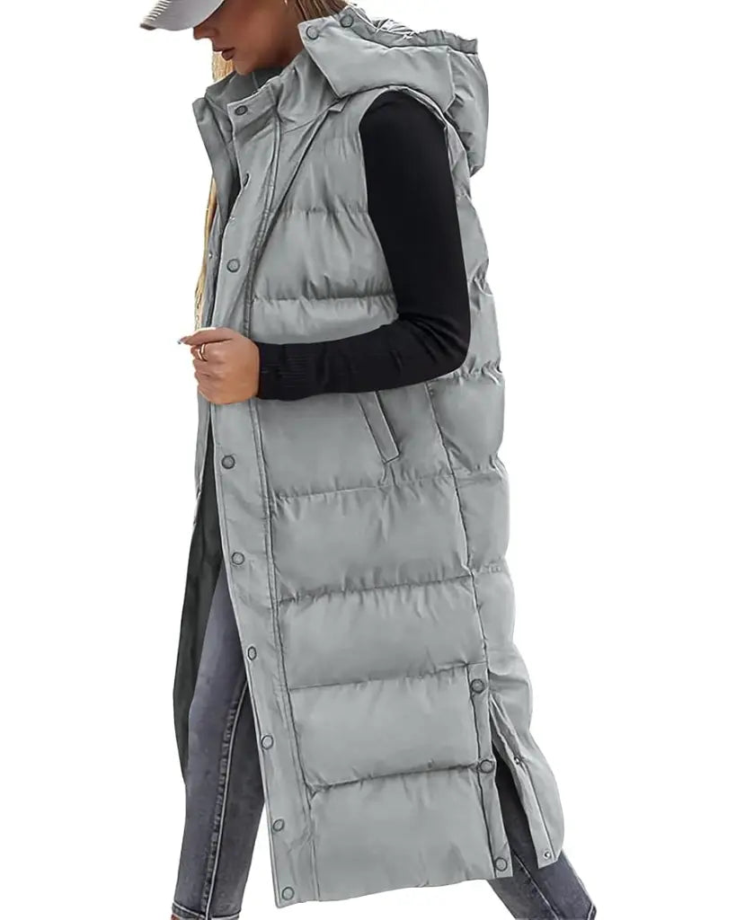 Adorella™ Long Puffer Vest with Hood