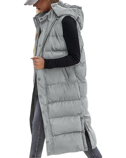 Adorella™ Long Puffer Vest with Hood