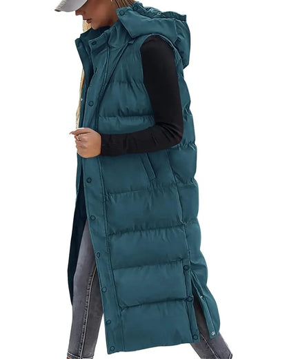 Adorella™ Long Puffer Vest with Hood