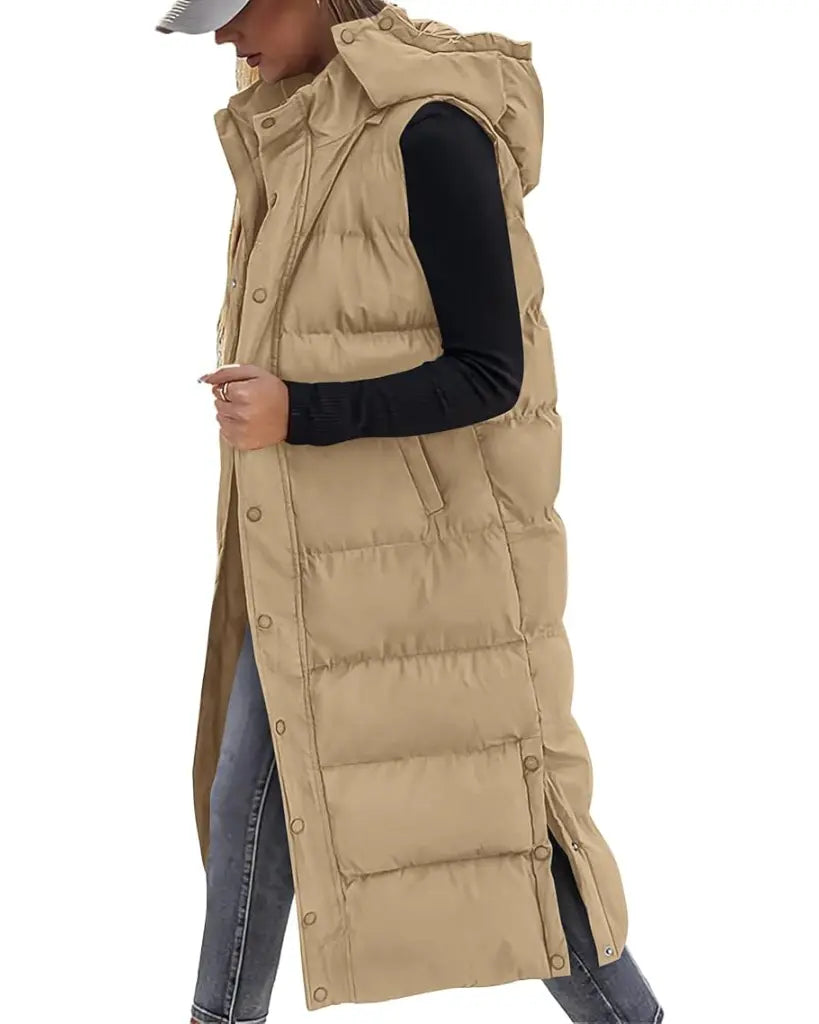 Adorella™ Long Puffer Vest with Hood