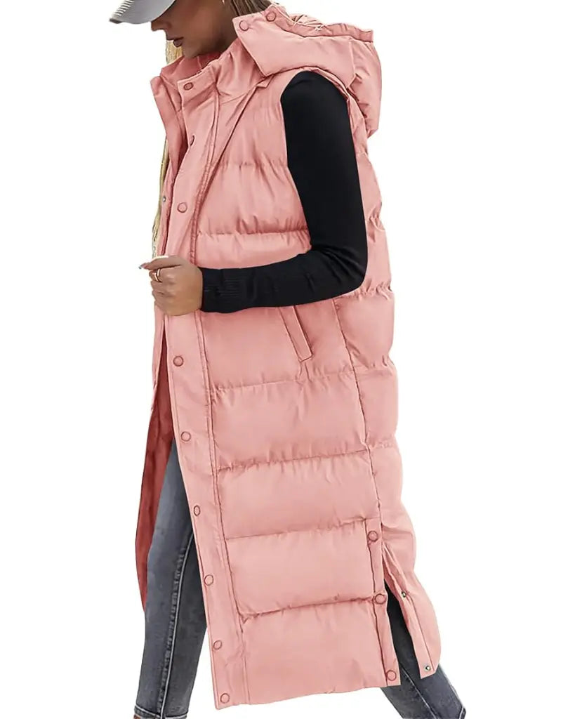 Adorella™ Long Puffer Vest with Hood