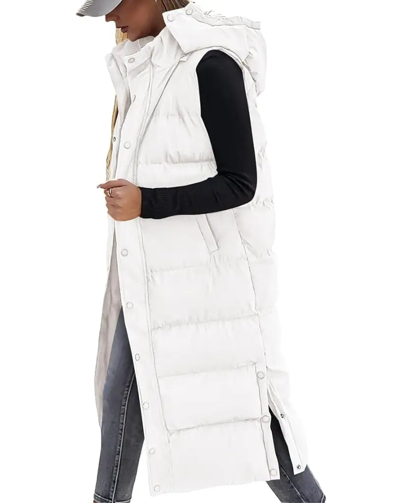 Adorella™ Long Puffer Vest with Hood