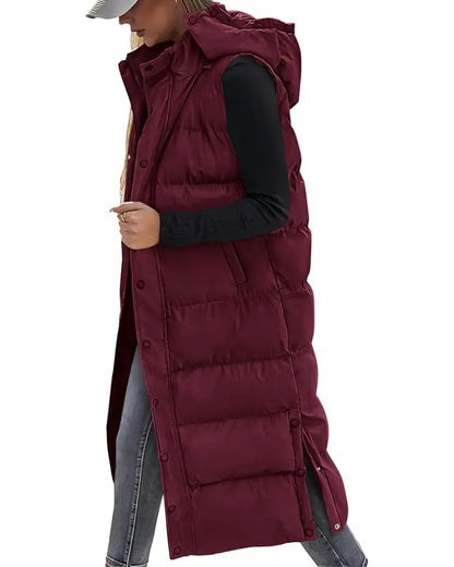Adorella™ Long Puffer Vest with Hood