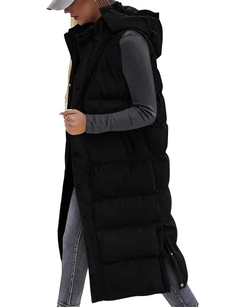Adorella™ Long Puffer Vest with Hood