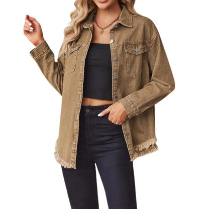 Adorella™ Frayed Hem Denim Jacket