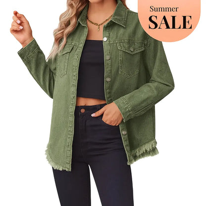Adorella™ Frayed Hem Denim Jacket