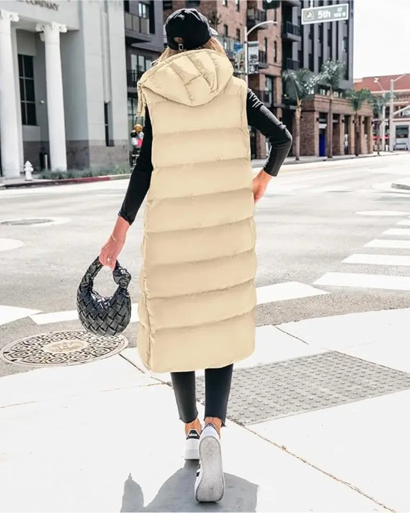 Adorella™ Long Puffer Vest with Hood