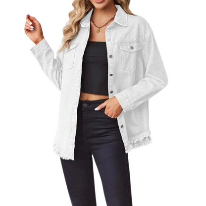 Adorella™ Frayed Hem Denim Jacket