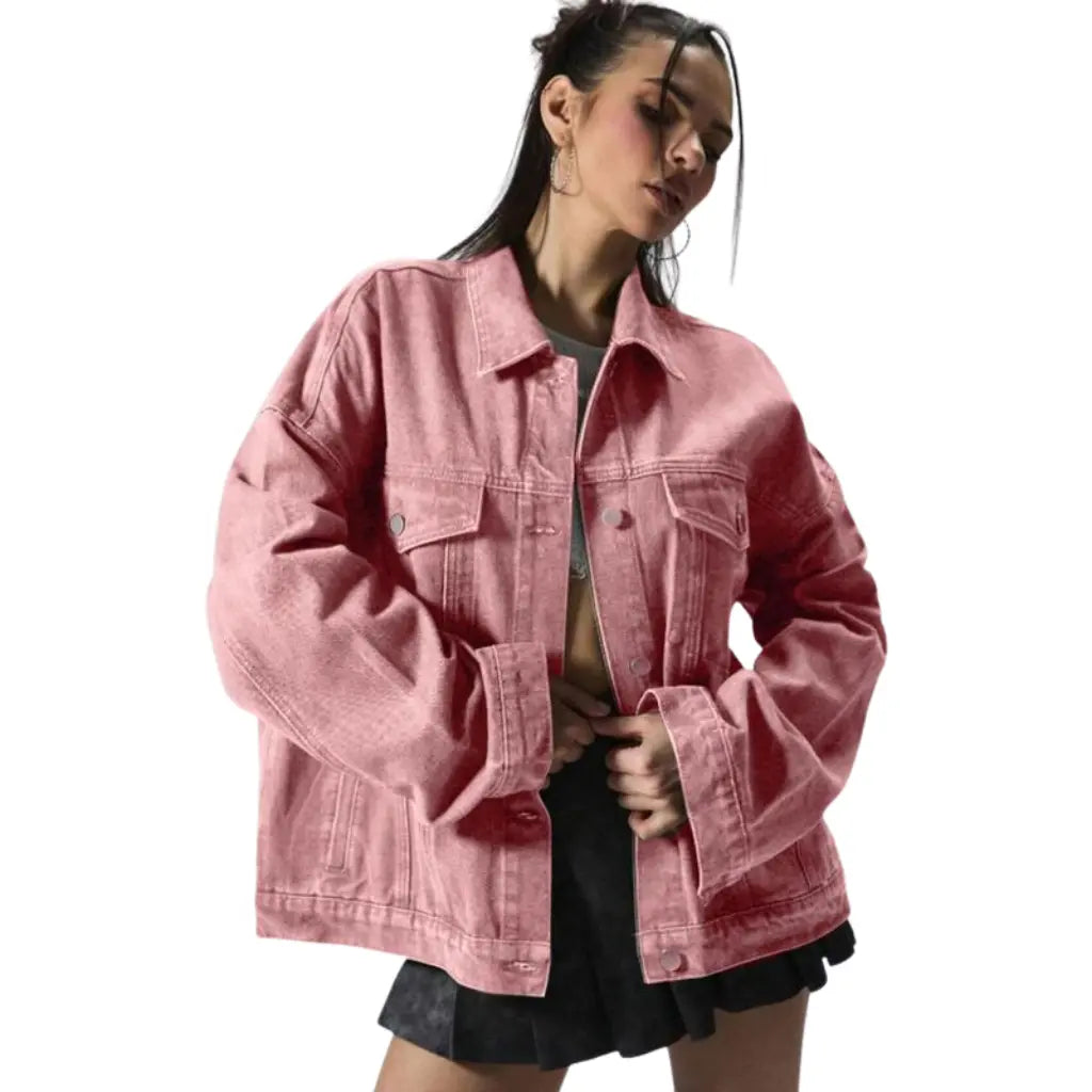 Adorella™ Oversized Button-Up Denim Jacket