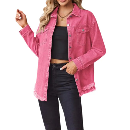Adorella™ Frayed Hem Denim Jacket