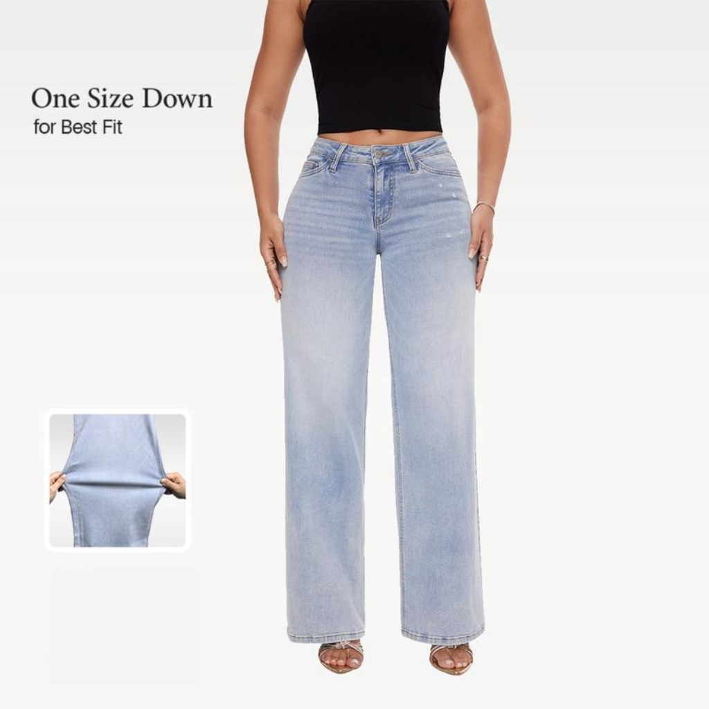 Adorella™ Mid-Low Rise Stretch Wide-Leg Baggy Jeans