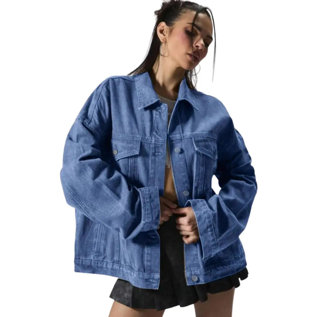 Adorella™ Oversized Button-Up Denim Jacket