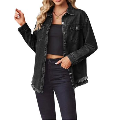 Adorella™ Frayed Hem Denim Jacket