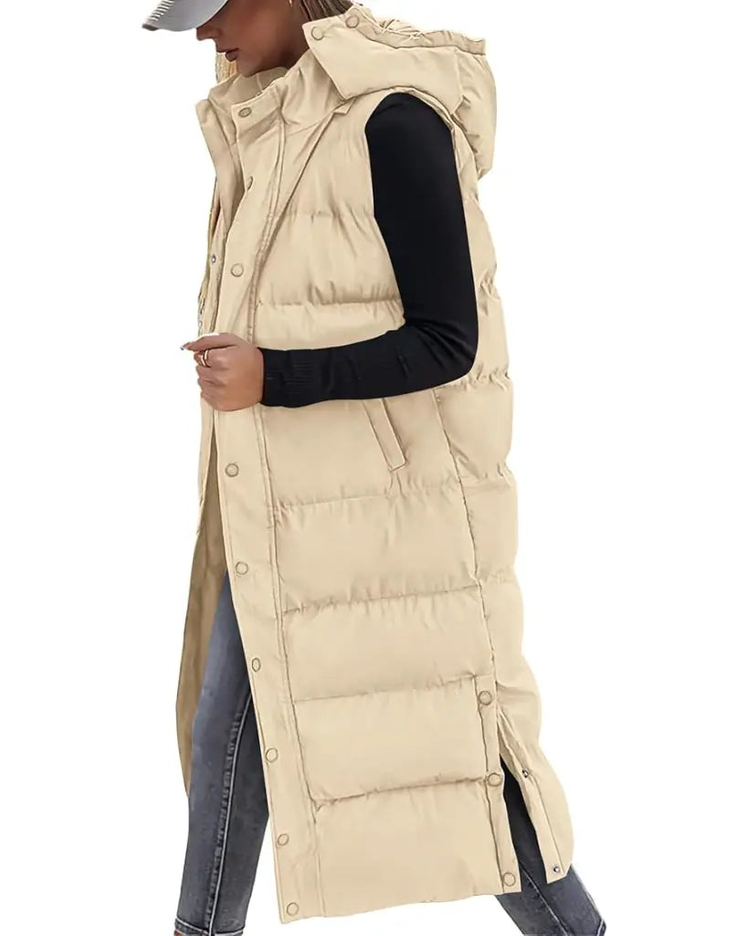 Adorella™ Long Puffer Vest with Hood