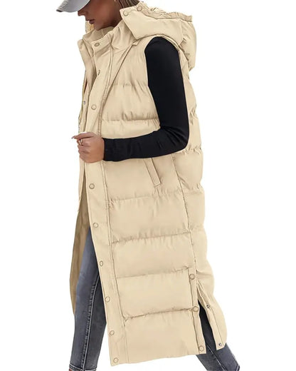 Adorella™ Long Puffer Vest with Hood