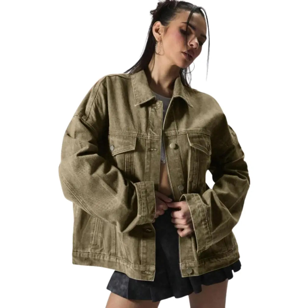 Adorella™ Oversized Button-Up Denim Jacket