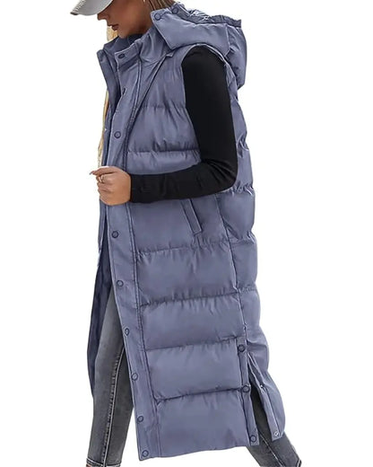 Adorella™ Long Puffer Vest with Hood