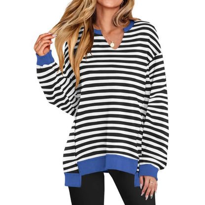 Adorella™ Oversized V-Neck Tunic Sweatshirt