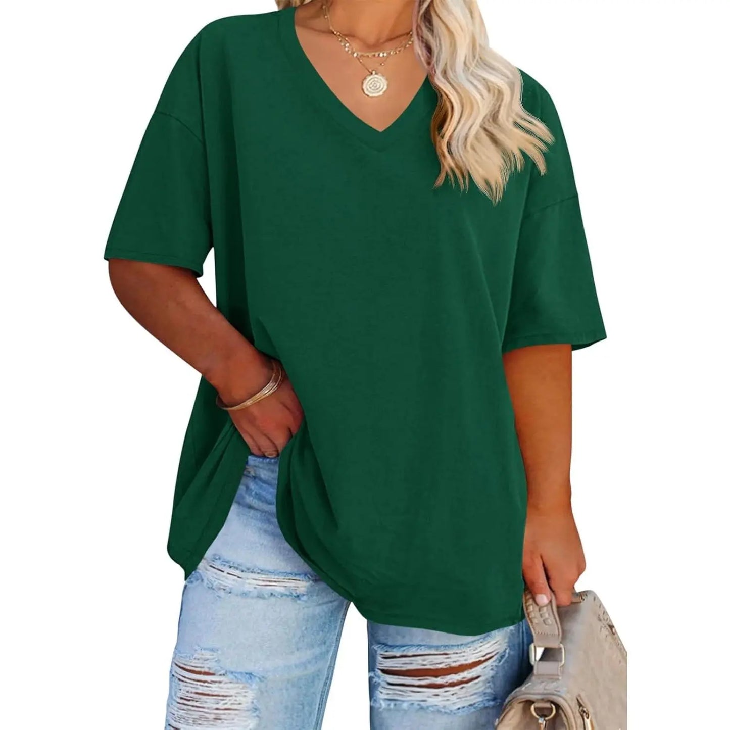 V Neck Casual Loose Fit T-Shirts