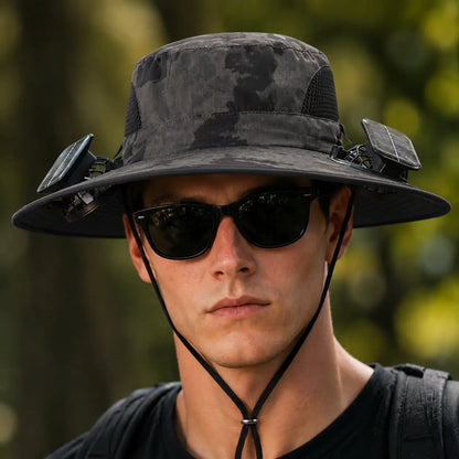 Solar-Powered Outdoor Cooling Fan Hat