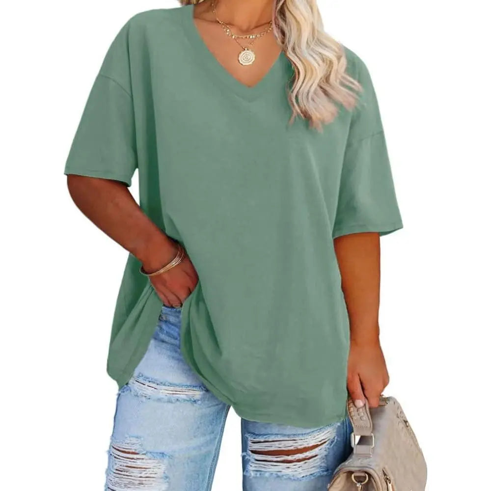 V Neck Casual Loose Fit T-Shirts