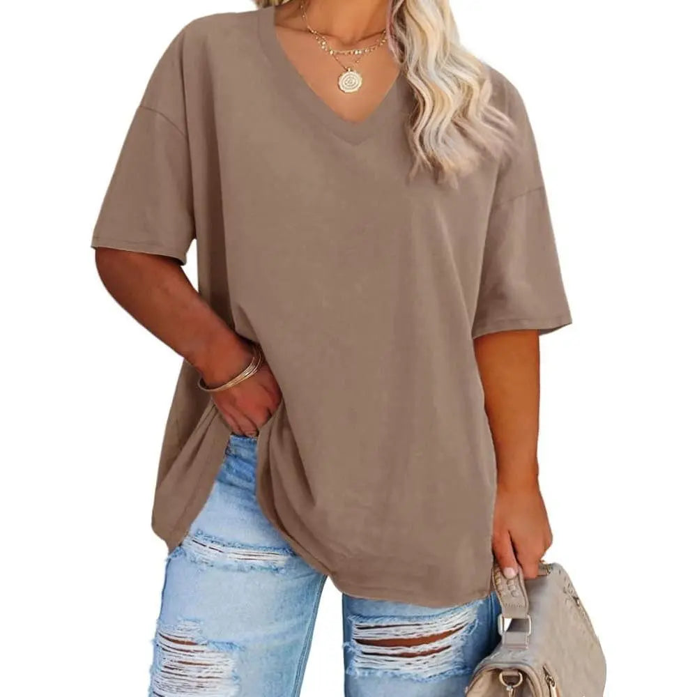 V Neck Casual Loose Fit T-Shirts