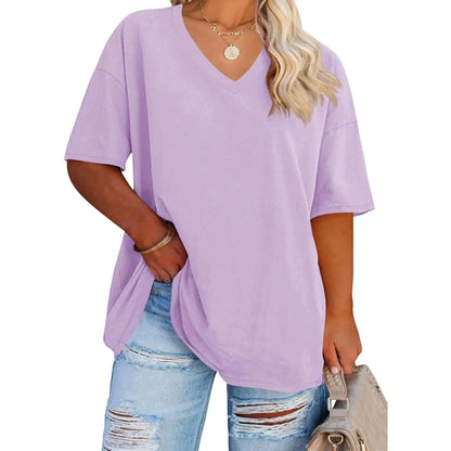 V Neck Casual Loose Fit T-Shirts