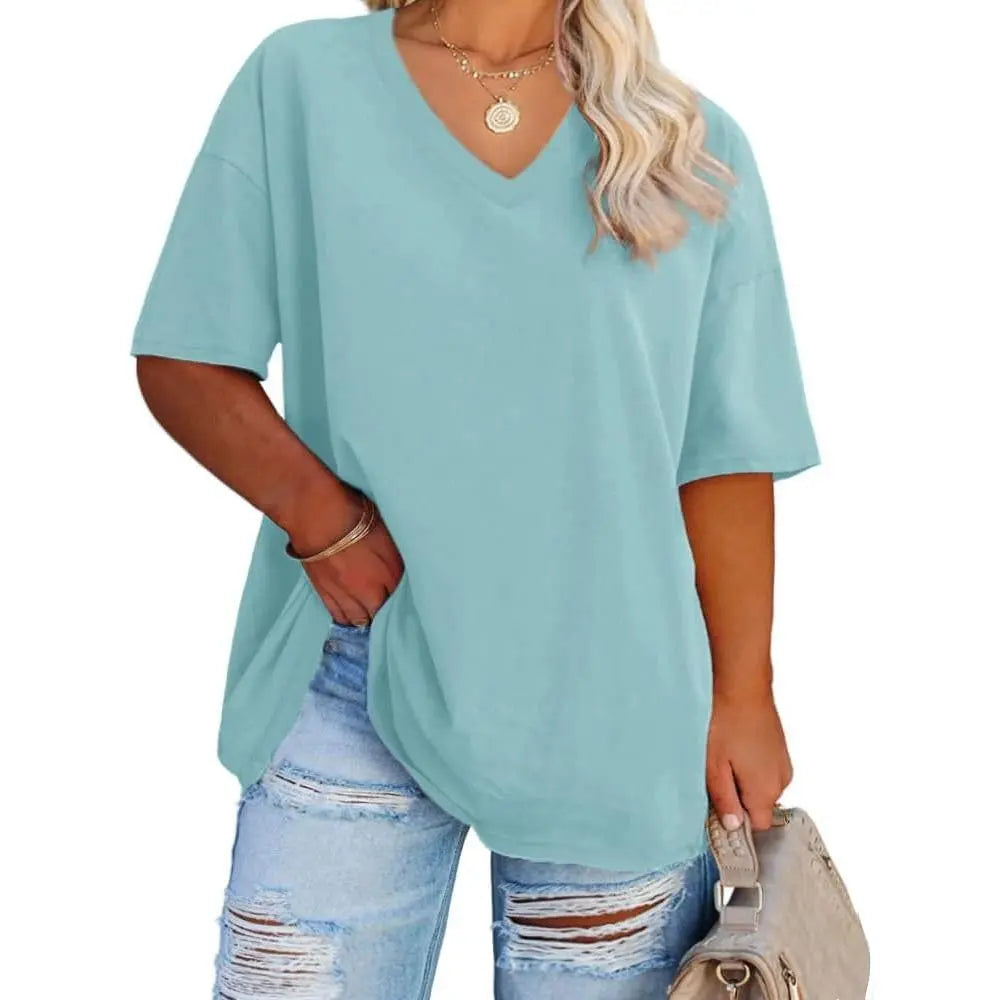 V Neck Casual Loose Fit T-Shirts