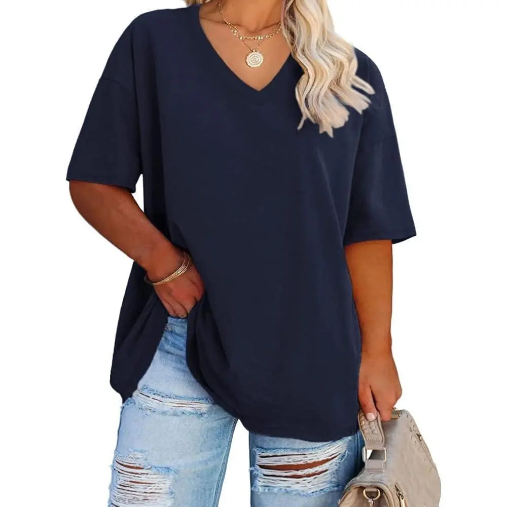 V Neck Casual Loose Fit T-Shirts