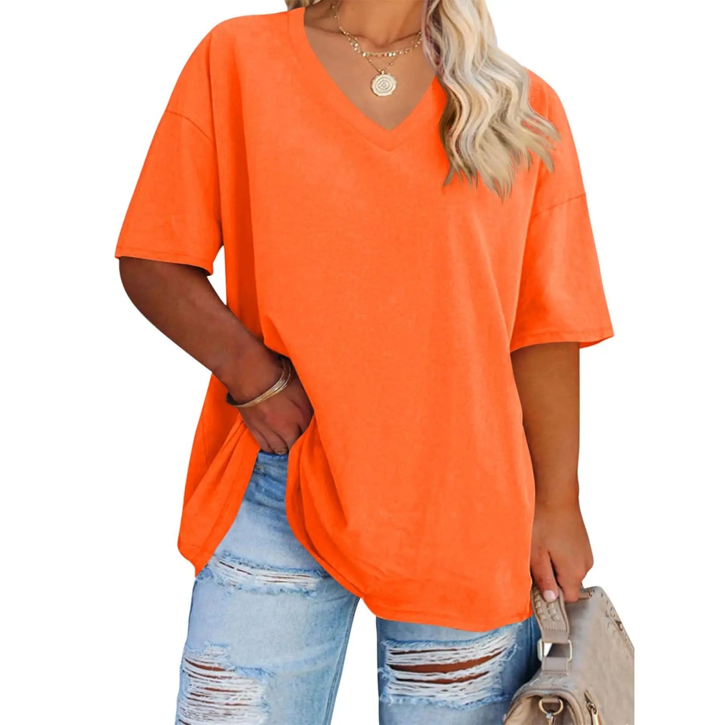 V Neck Casual Loose Fit T-Shirts