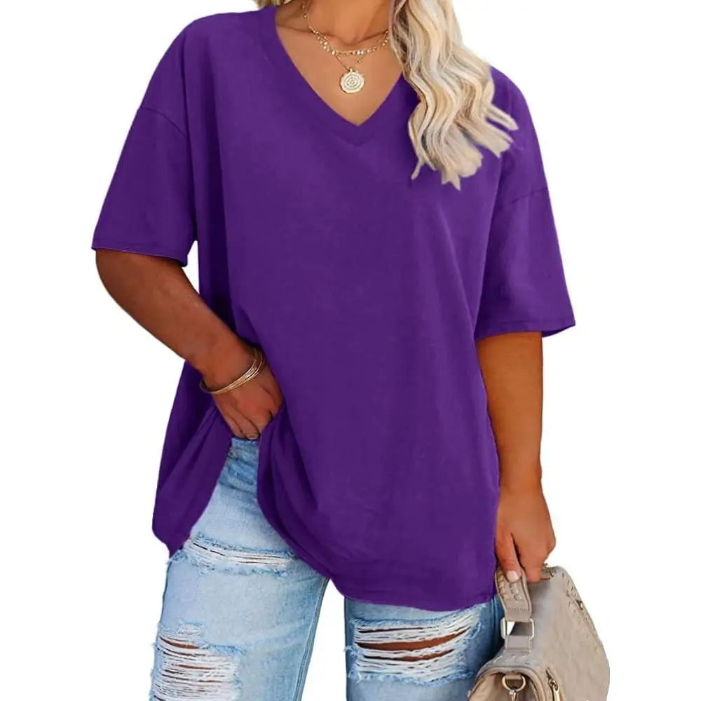 V Neck Casual Loose Fit T-Shirts