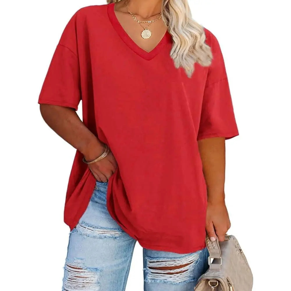 V Neck Casual Loose Fit T-Shirts